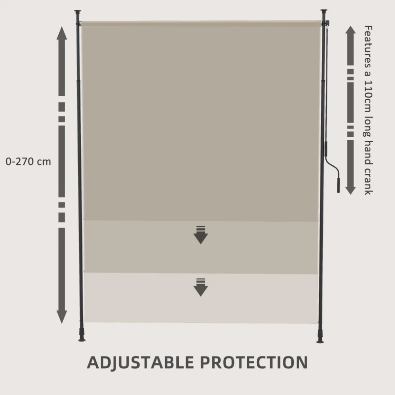 Outsunny 7' x 10' Retractable Patio Awning, Manual Outdoor Privacy Screen with UPF40+ & Water-Resistant Fabric, Beige