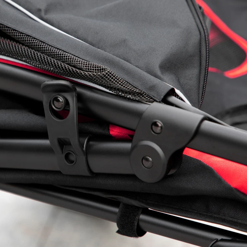 PawHut Foldable Pet Stroller with Universal Front Wheels, Shock Absorber, Dog Cat Carriage for Large & Medium Dogs, Red