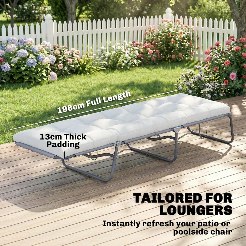 Outsunny Patio Lounge Chair Cushion, UV50+ Chaise Lounge Chair Cushion with Securing Straps for Patio, 78 x 25.6 inch, Cream White