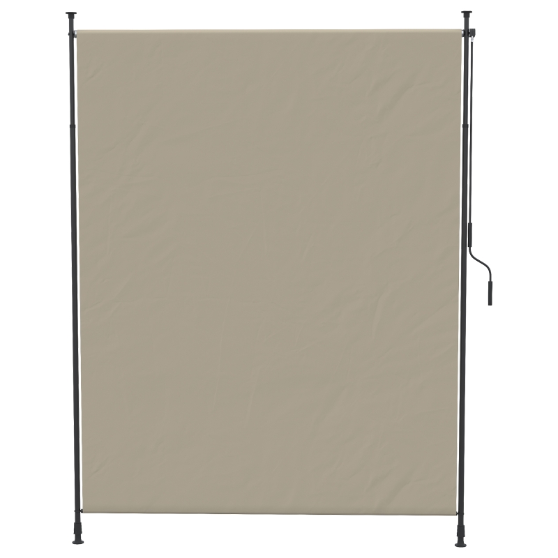 Outsunny 7' x 10' Retractable Patio Awning, Manual Outdoor Privacy Screen with UPF40+ & Water-Resistant Fabric, Beige