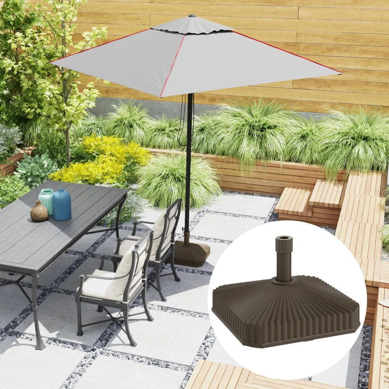 Outsunny Patio Umbrella Base Umbrella Stand, Heavy Duty Outdoor Umbrella Stand Base 17.7" L x 17.7" W x 11.8" H Brown