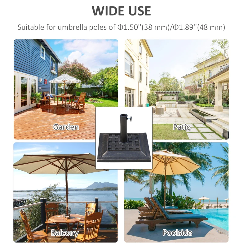 Outsunny 20 lbs Square Resin Patio Umbrella Stand Base Coated Pole Market Umbrella Parasol Holder Bronze