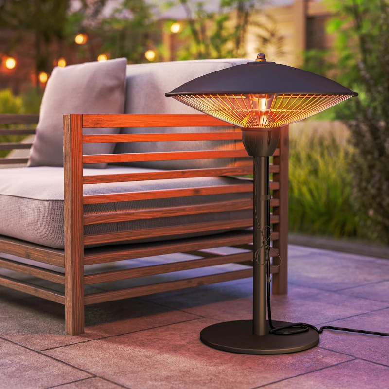 Outsunny 1500 W Electric Patio Heater with Tip-Over Protection, Outdoor Heater with Pull Switch, Black