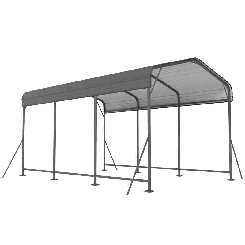 Outsunny 10 x 15FT Metal Carport, Heavy-Duty Carport Canopy with Reinforced Frame & Galvanized Steel Roof, Dark Grey