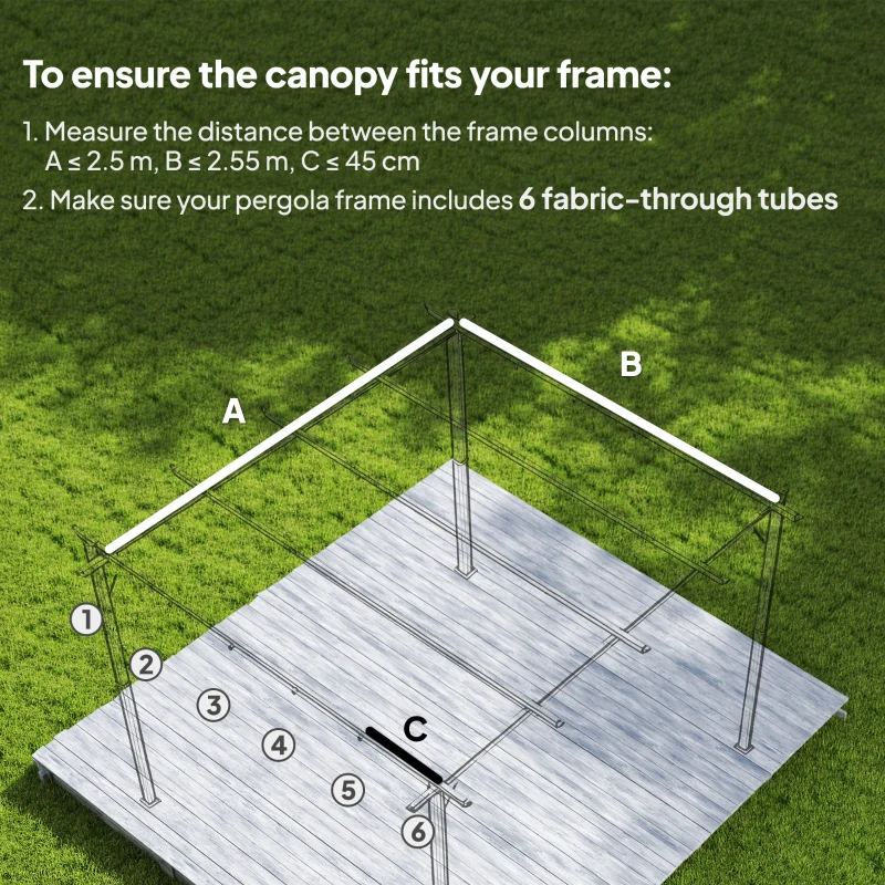 Outsunny 8.2' x 8.4' Retractable Pergola Canopy Replacement for 10' x 10' Frame, Pergola Cover Replacement (Cover Top Only), Tan