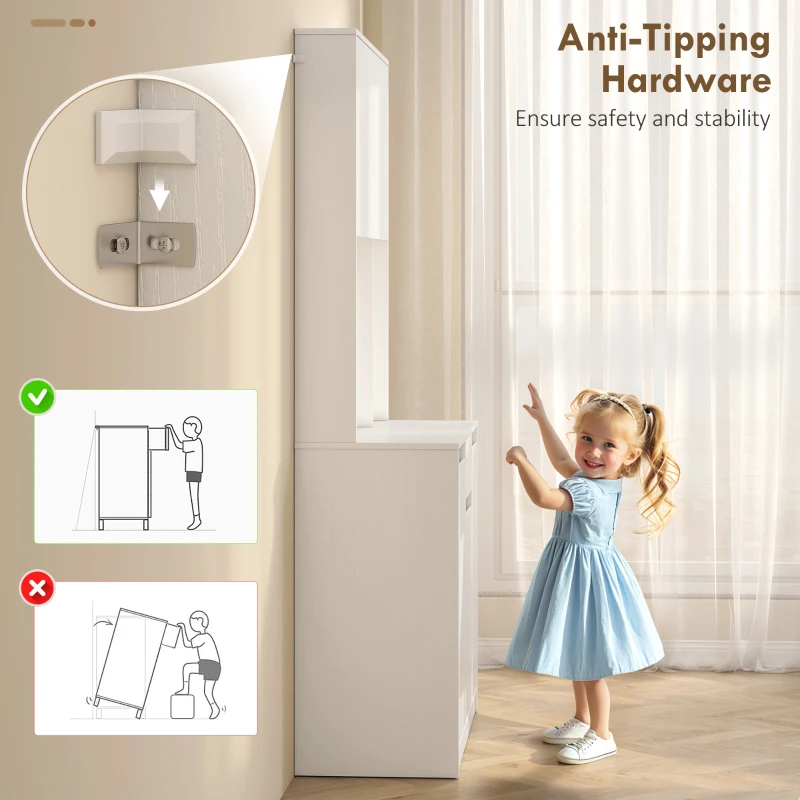 HOMCOM 71" Pantry Cabinet with Charging Station, Kitchen Storage Cabinet with Microwave Stand, Pegboard, 6 S-hooks, White