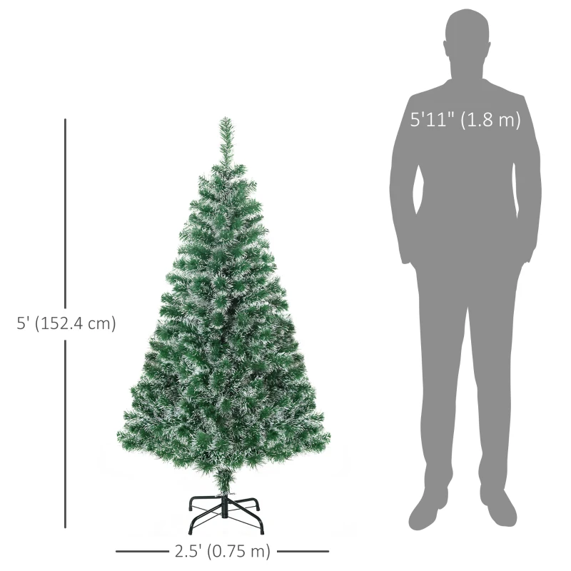 HOMCOM 5FT Indoor Christmas Tree Artificial Decoration Xmas Gift with Metal Stand 416 Tips