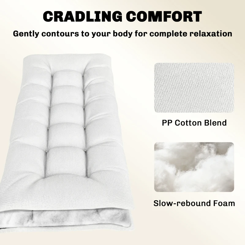 Outsunny Patio Lounge Chair Cushion, UV50+ Chaise Lounge Chair Cushion with Securing Straps for Patio, 78 x 25.6 inch, Cream White