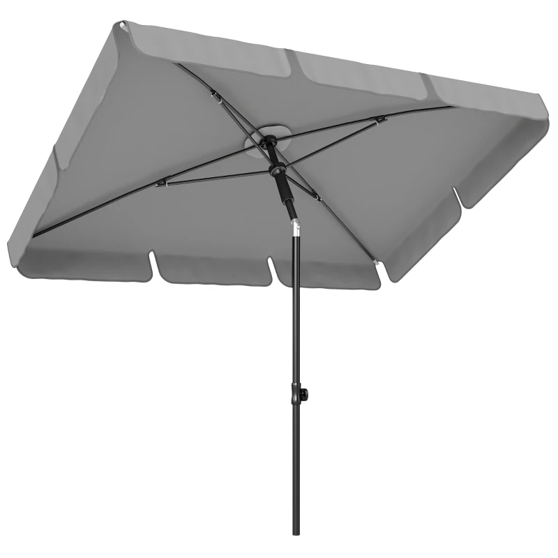Outsunny 6' x 4' Patio Umbrella with Tilt, Rectangular Outdoor Umbrella for Garden, Grey