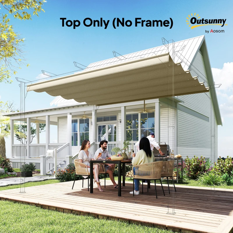 Outsunny 8.2' x 8.4' Retractable Pergola Canopy Replacement, Fit 10' x 10' Frame, Pergola Cover Replacement Top Only, Beige