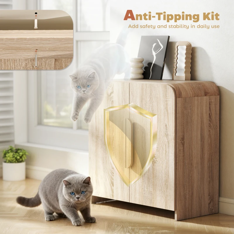 HOMCOM Sideboard Buffet Cabinet, 31.5" Modern Kitchen Storage Cabinet with Soft-Close Door and Adjustable Shelf, Natural Wood