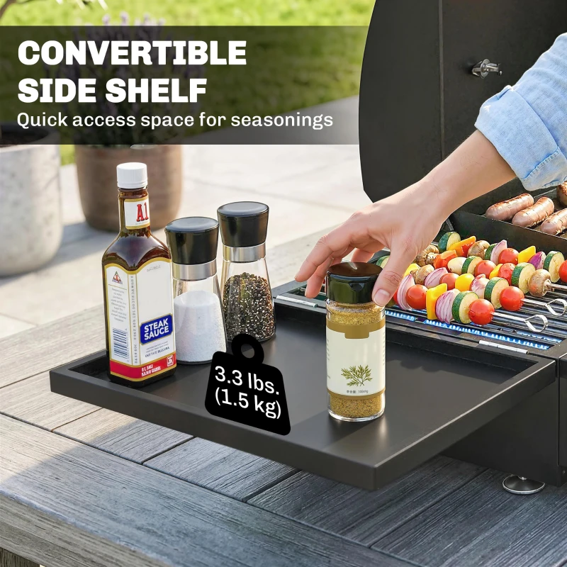 Outsunny 3 Burner Portable Propane Gas Grill Griddle, Tabletop Grill & Griddle Combo with Adjustable Foot Pads, 28,500 BTU, Black