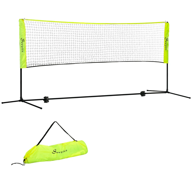 Soozier 10ft Badminton Net, Height Adjustable Outdoor Sports Net with Carry Bag, for Tennis, Pickleball and Volleyball, Yellow