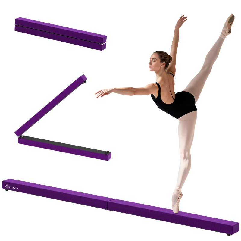 Soozier 7ft Folding Balance Beam, Gymnastics Beam with Wood Core, Purple