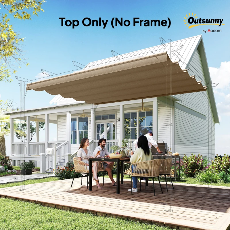 Outsunny 8.2' x 8.4' Retractable Pergola Canopy Replacement for 10' x 10' Frame, Pergola Cover Replacement (Cover Top Only), Tan