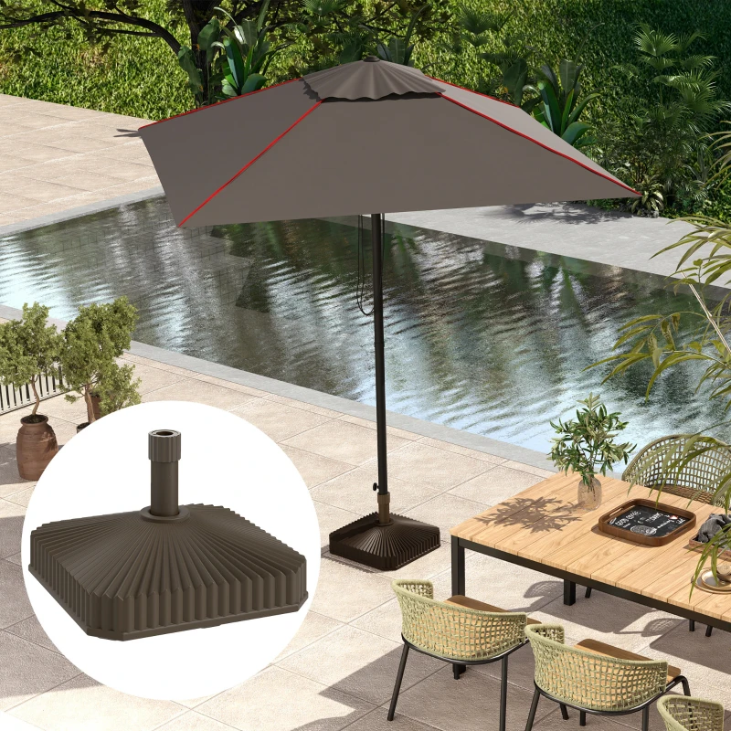 Outsunny Patio Umbrella Base Umbrella Stand, Heavy Duty Outdoor Umbrella Stand Base 17.7" L x 17.7" W x 11.8" H Brown