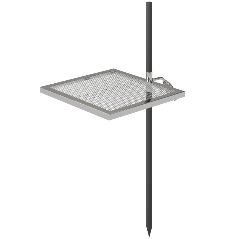 Outsunny Swivel Campfire Grill, 360° Adjustable Heavy Duty Chrome-Plated Steel Campfire Cooking Grate, Silver