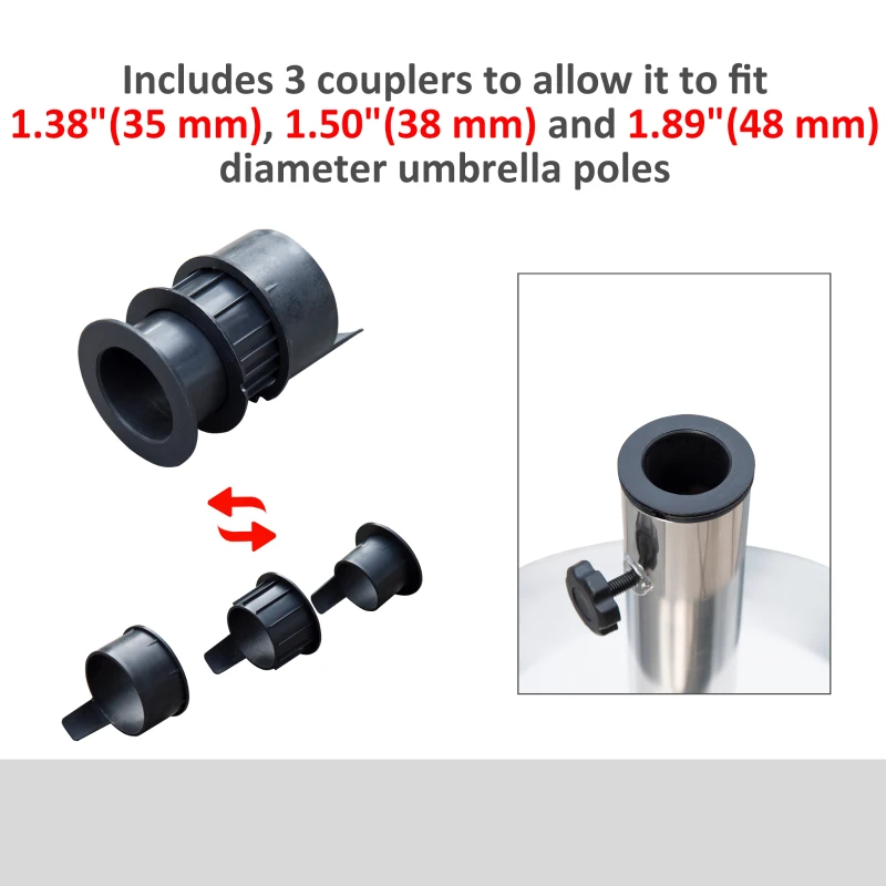 Outsunny 55 lbs Cement Round Patio Umbrella Stand, 19" Stainless Steel Base Stand Holder, Silver