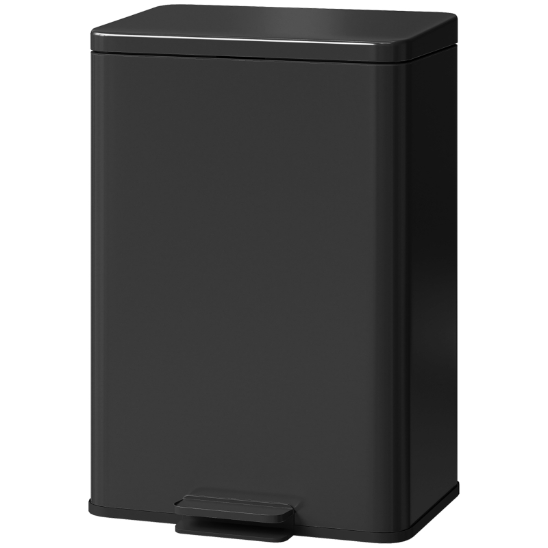 HOMCOM 5.3 Gallon/20 L Garbage Bin with Soft Close Lid, Trash Can with Removable Inner Bucket for Kitchen, Office, Matte Black