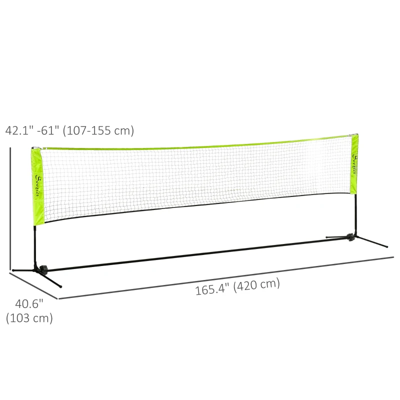 Soozier 14ft Badminton Net, Height Adjustable Outdoor Sports Net with Carry Bag, for Tennis, Pickleball and Volleyball, Yellow