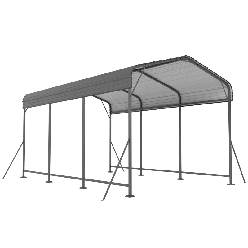 Outsunny 10 x 15FT Metal Carport, Heavy-Duty Carport Canopy with Reinforced Frame & Galvanized Steel Roof, Dark Grey