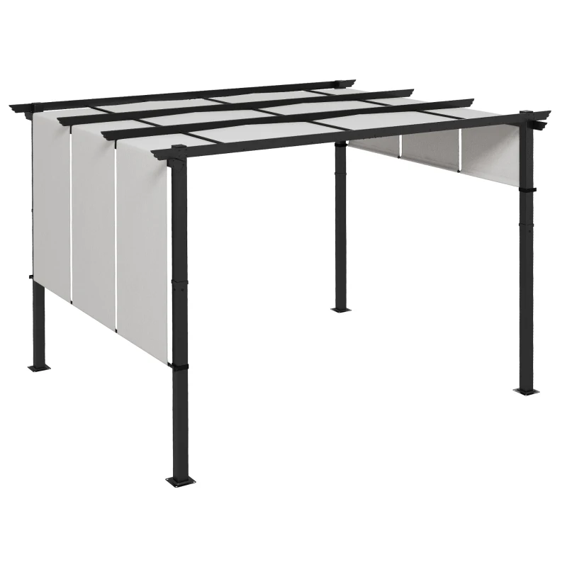 Outsunny 10' x 12' Metal Pergola, Outdoor Pergola with Retractable Canopy, for Garden, Patio, Backyard, Deck