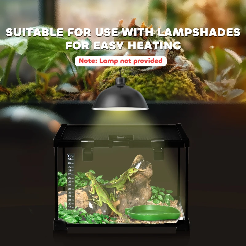PawHut Glass Reptile Terrarium with Thermometer, Water Basin, Full View Visually for Lizards, Horned Frogs, Snakes, Spiders