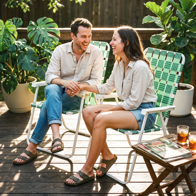 Outsunny Set of 2 Folding Patio Chairs, Portable Chair Set with Armrests for Camping, Garden, Pool, Beach, Backyard, Green