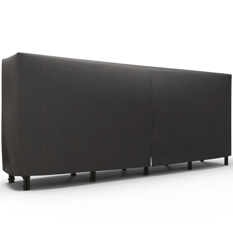 Outsunny 8ft Outdoor Firewood Rack with Cover, Adjustable Wood Storage Holder, Indoor Outdoor Log Rack, Black