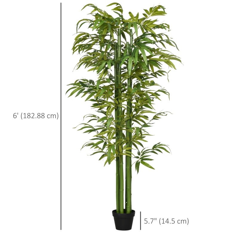 HOMCOM 6 FT Artificial Tree Bamboo Tree Fake Plants in Pot for Home Office Living Room Decor, Green