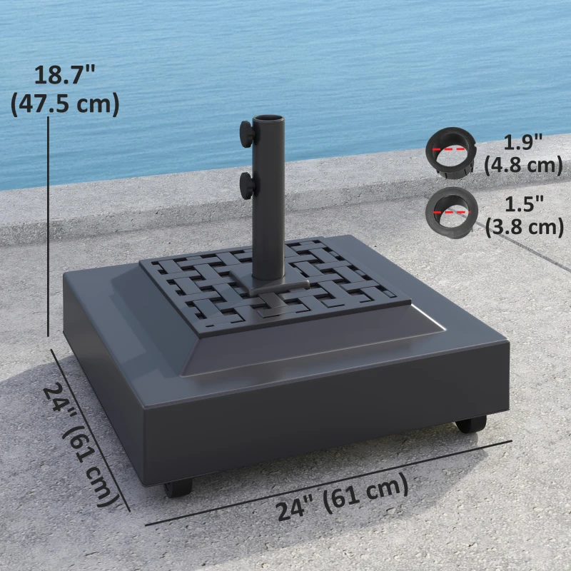 Outsunny Outdoor Umbrella Base with Wheels, Heavy Duty Patio Umbrella Base, Patio Umbrella Holder, Black