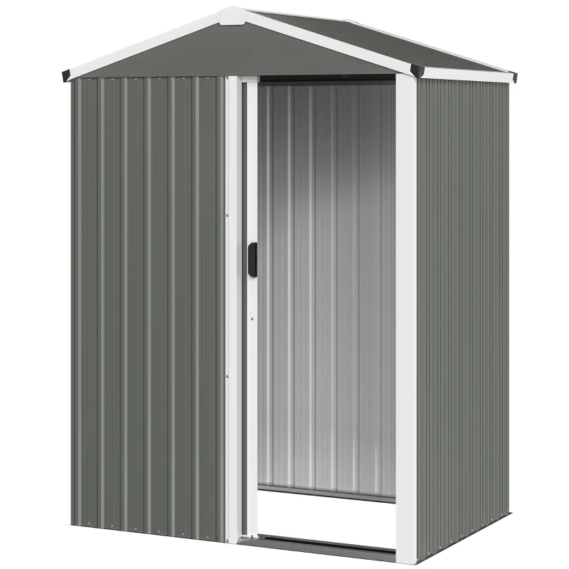 Outsunny 4.5 x 3ft Outdoor Storage Shed, Waterproof Metal Garden Shed with Lockable Door for Backyard, Patio, Lawn, Light Grey