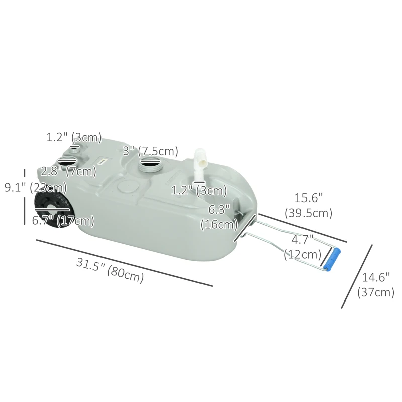 Outsunny 10.6 Gallon Portable RV Water Tank, Black or Grey Water Storage Tank, with Filling Ports, Handles and Wheels
