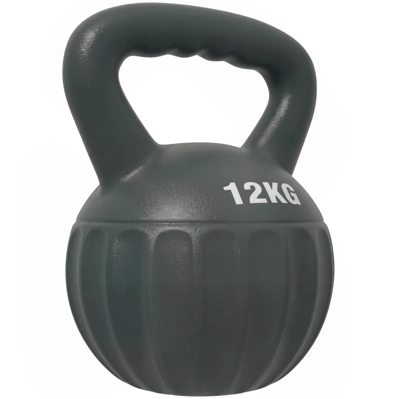 Soozier Kettlebell, 26 lbs Kettle Bell with Non-Slip Handle for Home Gym, Weight Lifting and Strength Training, Grey