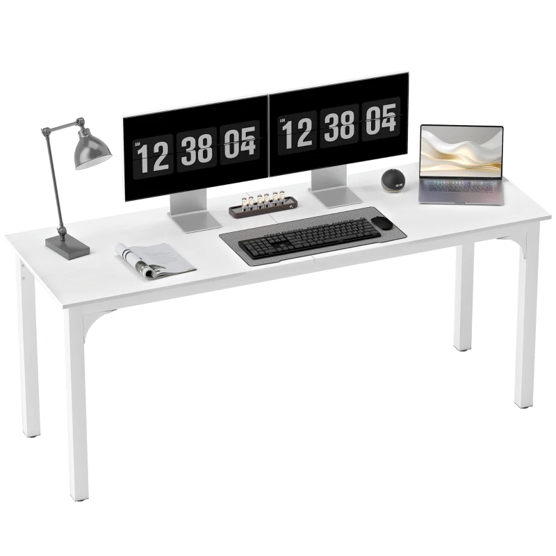 HOMCOM 71" Computer Desk, Desktop Desk with Metal Legs, White