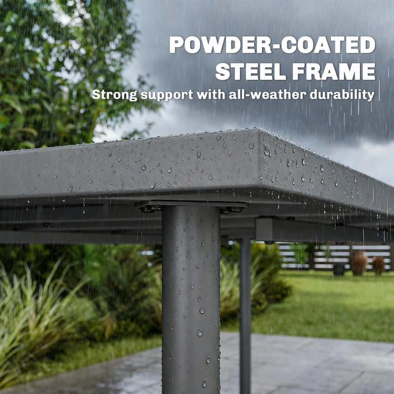 Outsunny 65" x 31.5" Outdoor Dining Table for 6, Metal Rectangular Patio Dining Table with Metal Slatted Top