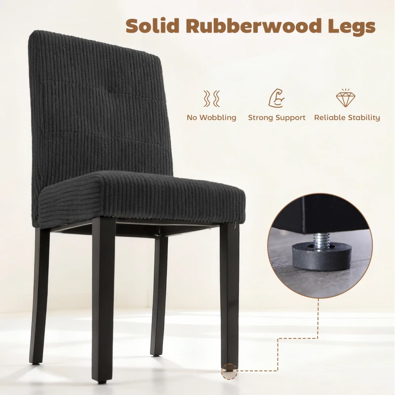 HOMCOM Modern Dining Chairs Set of 4, Kitchen Chairs with Rubberwood Legs and Padded Seat, Black