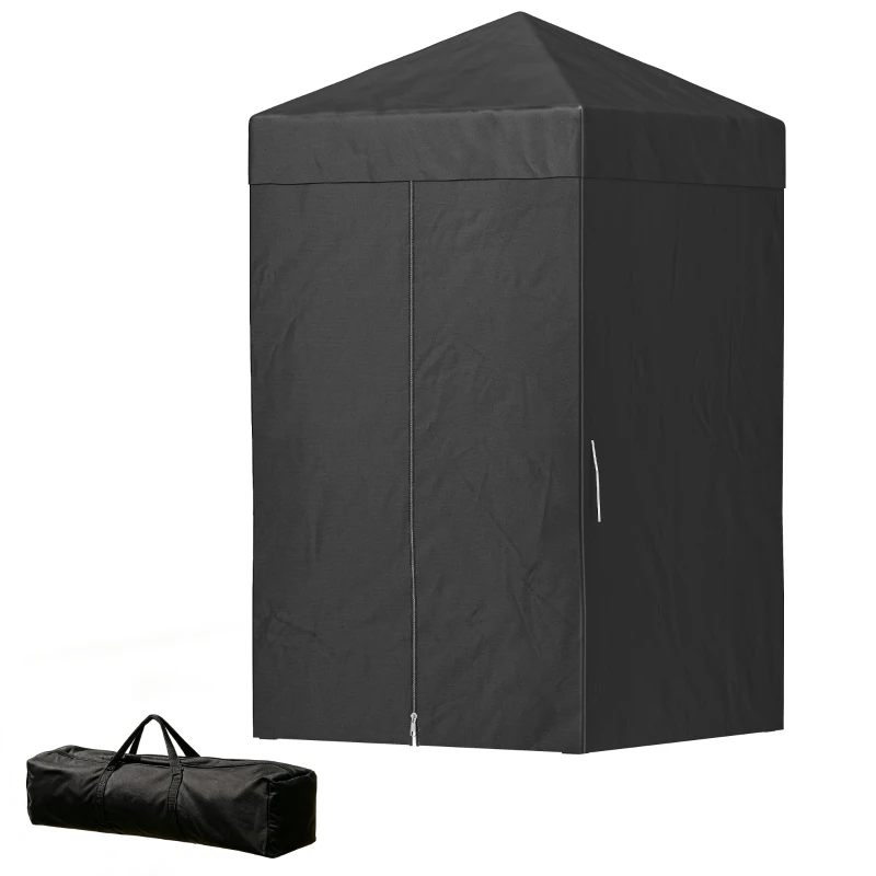 Outsunny 4 x 4 ft Compact Pop Up Canopy Tent, UPF 50+ Changing Room, Portable Instant Privacy Canopy with Mesh Window, Black