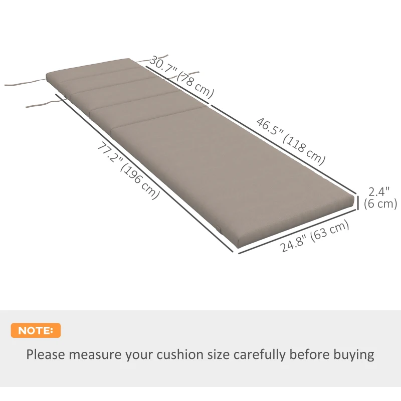 Outsunny Patio Chaise Lounge Chair Cushion Replacement Sun Lounger Pads with Headrest and Ties, Dark Grey