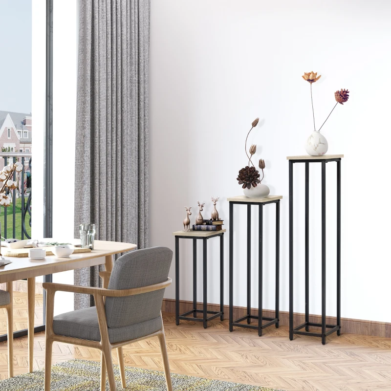 Outsunny 3 Packs Plant Stand Indoor, Metal Plant Stand Outdoor Plant Rack, Decorative Flower Display Holder for Patio Garden