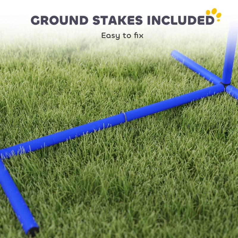 PawHut Dog Agility Training Equipment, 4 PCS Obstacle Course with Carrying Bag for Old Dogs, for Backyard, Outdoor, Blue