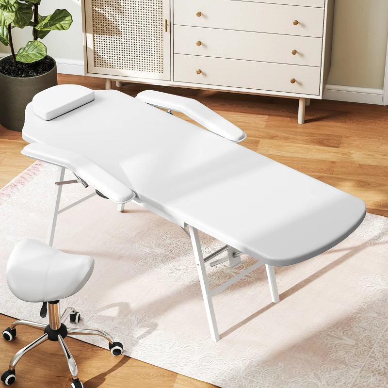 HOMCOM Portable Massage Table, Foldable Massage Bed, White