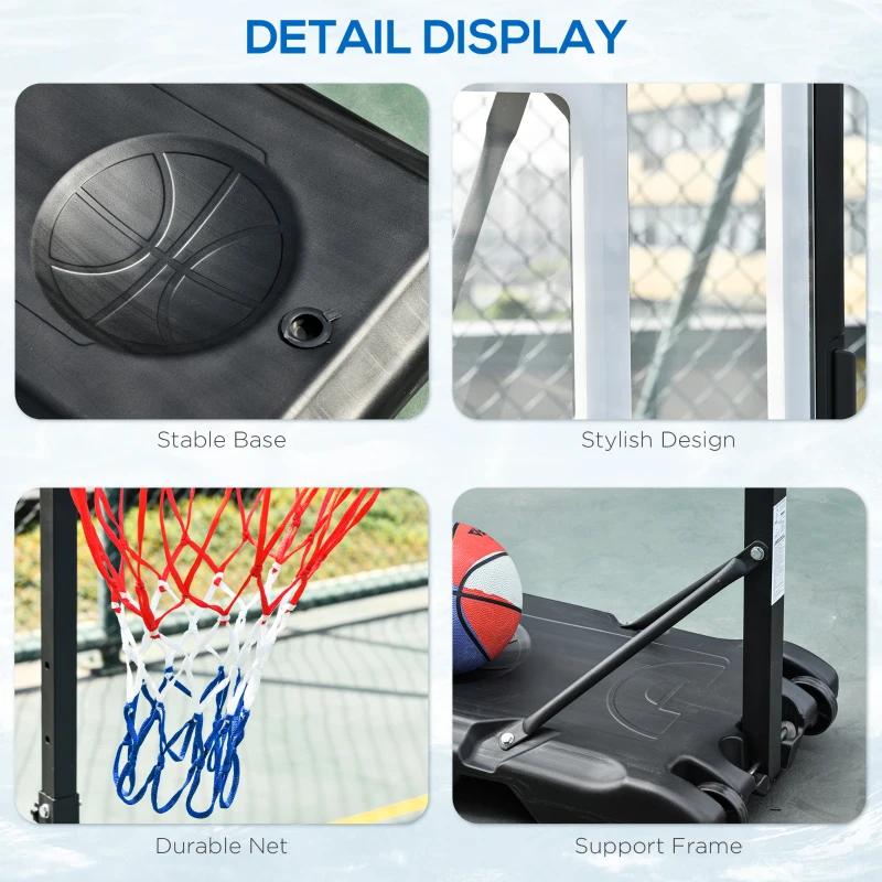 Soozier Portable Basketball Hoop System Stand Goal Pool Side with Height Adjustable 3FT-4FT, 32'' Backboard