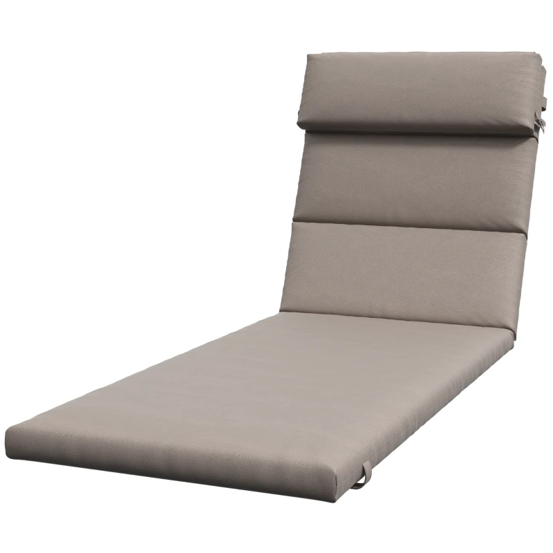 Outsunny Patio Chaise Lounge Chair Cushion Replacement Sun Lounger Pads with Headrest and Ties, Dark Grey