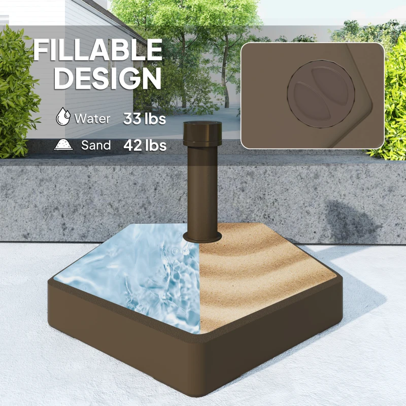 Outsunny Patio Umbrella Base Holder, Heavy Duty Outdoor Umbrella Stand Base, Poolside, Brown