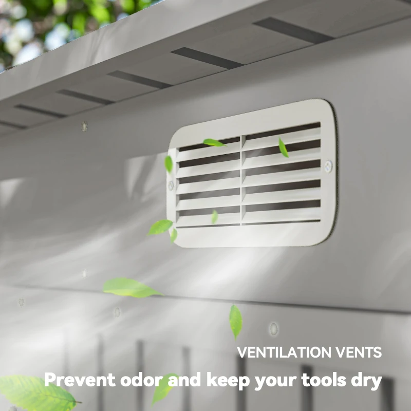 Outsunny 8 x 4FT Galvanized Garden Storage Shed, Metal Outdoor Shed with Double Doors and 2 Vents, Light Grey