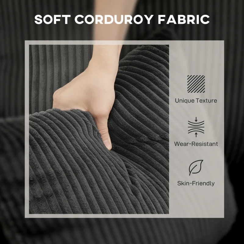 HOMCOM 81" Sofa Bed, 2 In 1 Pull Out Sleeper Sofa Bed with Storage, Corduroy Convertible Couch for Living Room, Dark Grey