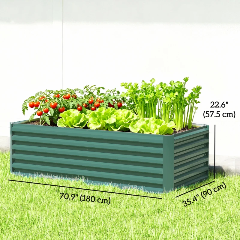 Outsunny 6' x 3' x 2' Raised Garden Bed, Galvanized Planter Box for Growing Flowers, Herbs and Vegetables, Dark Green