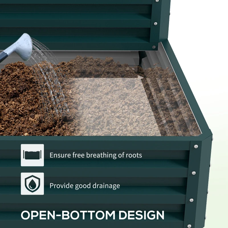 Outsunny 2 Tier Galvanized Raised Garden Bed, Steel Planter Box for Vegetables, Flowers, Herbs, 47" x 40" x 23", Green