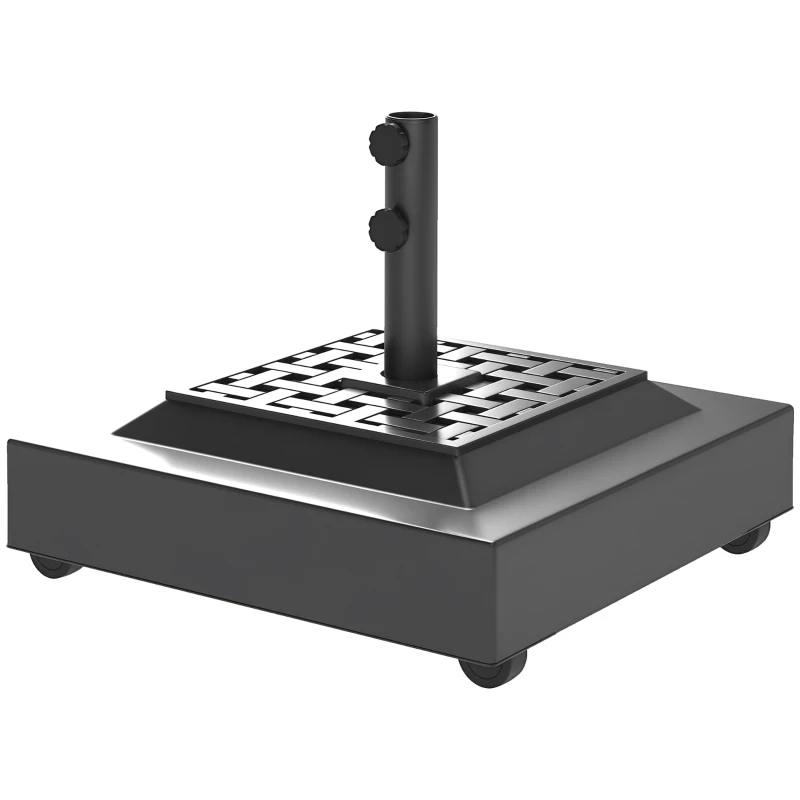 Outsunny Outdoor Umbrella Base with Wheels, Heavy Duty Patio Umbrella Base, Patio Umbrella Holder, Black